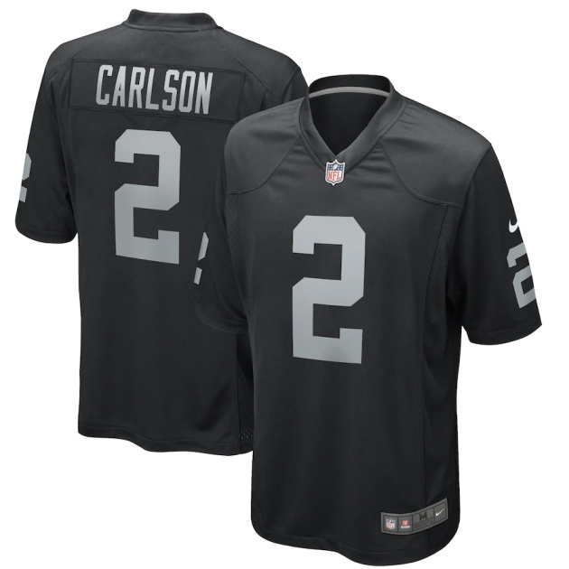 mens nike daniel carlson black las vegas raiders game player jersey